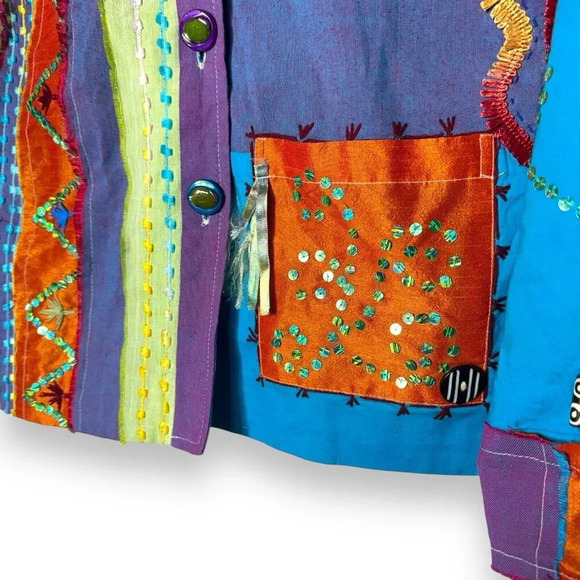 Parsley & Sage Women’s Boho Chic Jacket Multicolor Patchwork Size Small Vibrant - Picture 6 of 8